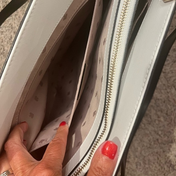 Kate Spade Staci Saffiano Color Block Large Laptop Carryall Tote Bag Beige NWOT - Picture 3 of 10